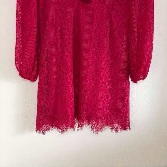 NWT Anthropologie Maeve Lace Open Back Mini Dress Raspberry Red 8 Medium - Picture 10 of 16